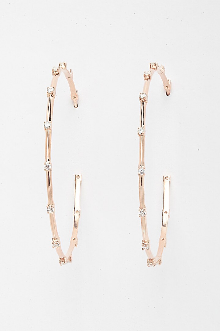Rose Gold Finish Hoop Earrings In Sterling Silver by EMBLAZE JEWELLERY