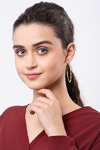 Rose Gold Finish Hoop Earrings In Sterling Silver by EMBLAZE JEWELLERY
