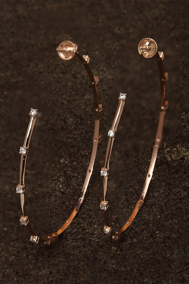 Rose Gold Finish Hoop Earrings In Sterling Silver by EMBLAZE JEWELLERY at Pernia's Pop Up Shop