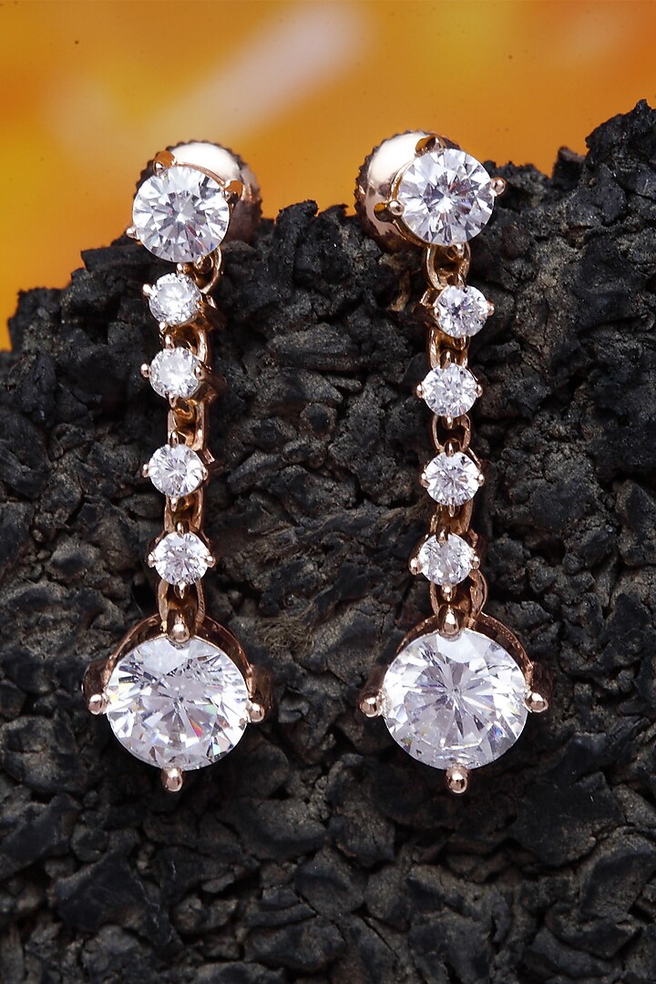 Rose Gold Finish Earrings In Sterling Silver by EMBLAZE JEWELLERY at Pernia's Pop Up Shop
