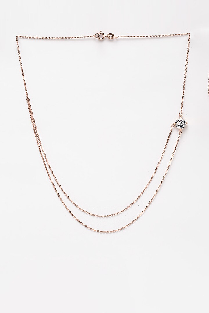 Rose Gold Finish Layered Chain Necklace In Sterling Silver by EMBLAZE JEWELLERY