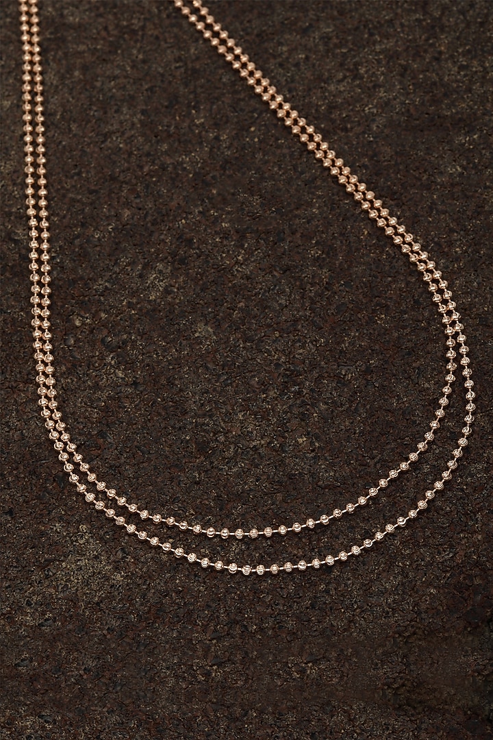 Rose Gold Finish Ball Chain Necklace In Sterling Silver by EMBLAZE JEWELLERY at Pernia's Pop Up Shop