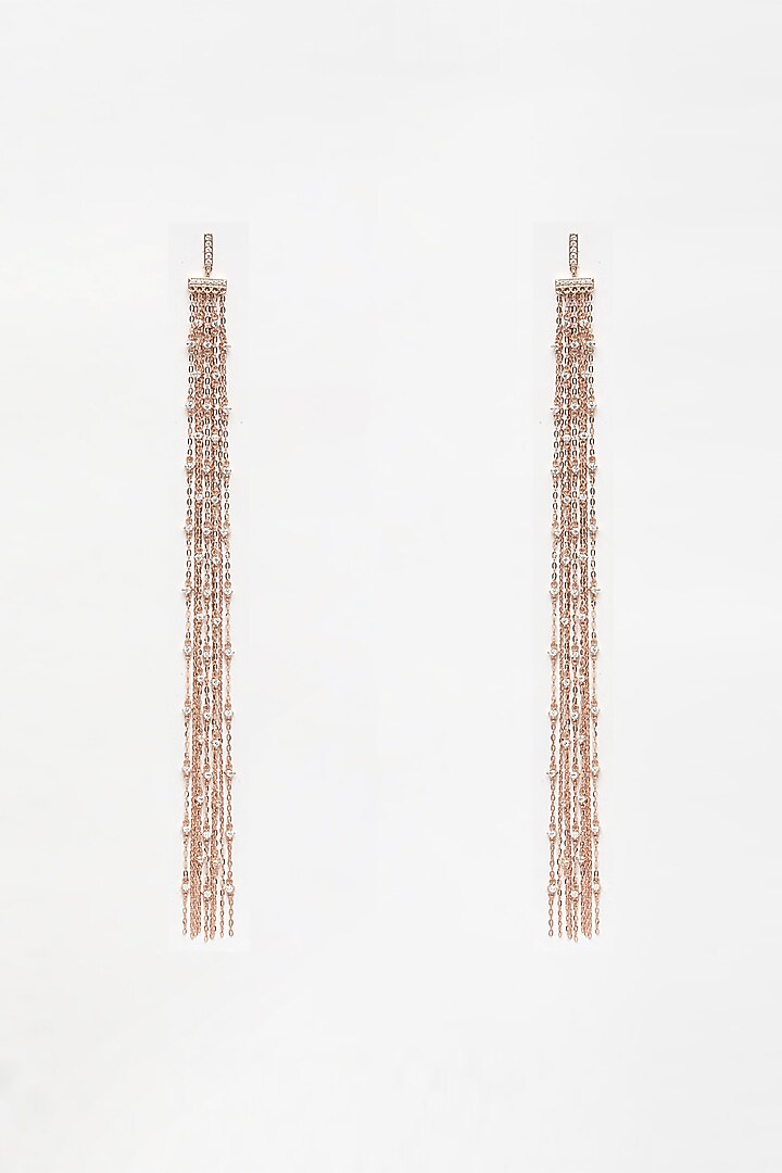 Rose Gold Finish Chain Earrings In Sterling Silver by EMBLAZE JEWELLERY at Pernia's Pop Up Shop