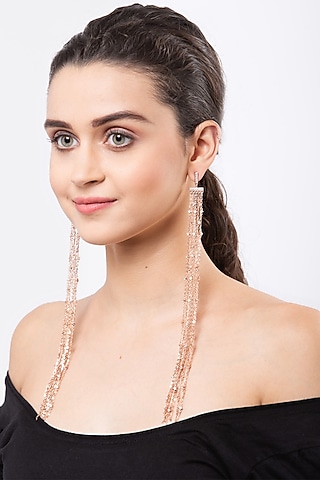 Rose Gold Finish Chain Earrings In Sterling Silver by EMBLAZE JEWELLERY