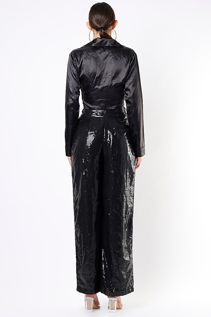 Black Satin Pant Set by Emblaze at Pernia's Pop Up Shop