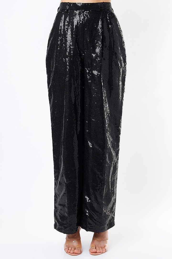 Black Satin Pant Set by Emblaze at Pernia's Pop Up Shop