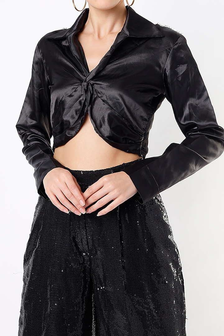 Black Satin Pant Set by Emblaze at Pernia's Pop Up Shop