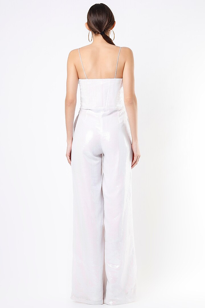 White Sequins Corset Jumpsuit by Emblaze at Pernia's Pop Up Shop