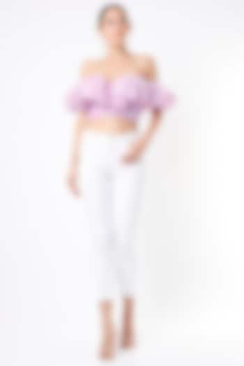 Lilac Sequins Off-Shoulder Top by Emblaze