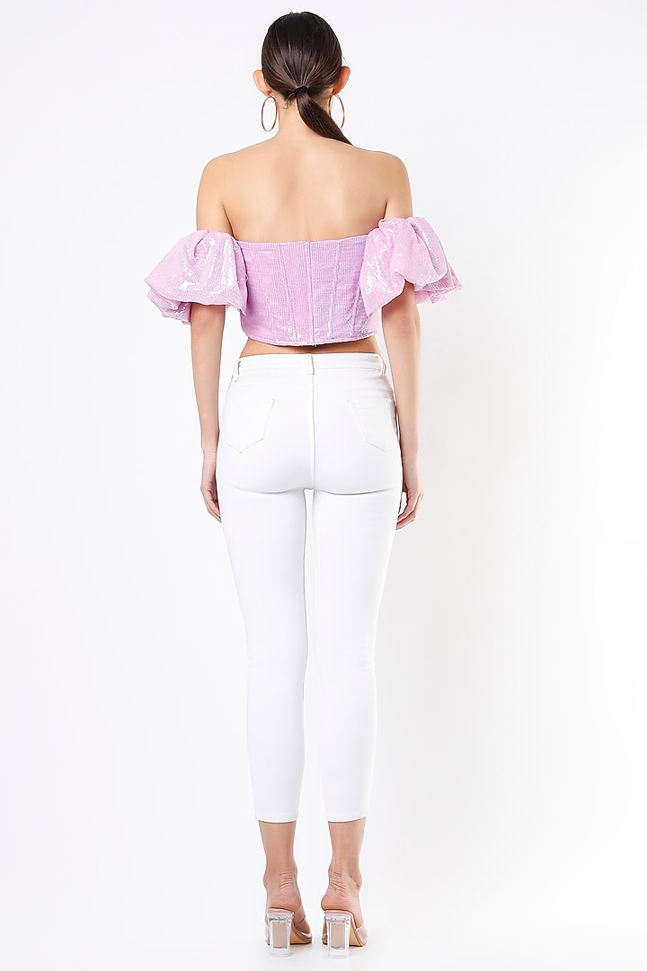 Lilac Sequins Off-Shoulder Top by Emblaze at Pernia's Pop Up Shop