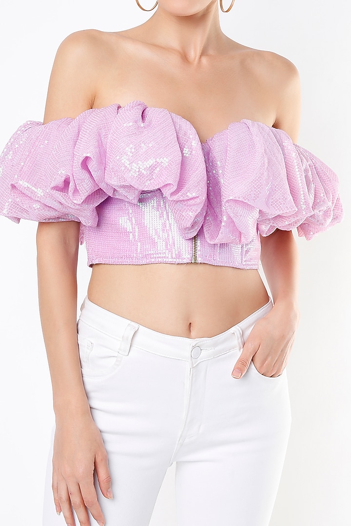 Lilac Sequins Off-Shoulder Top by Emblaze at Pernia's Pop Up Shop