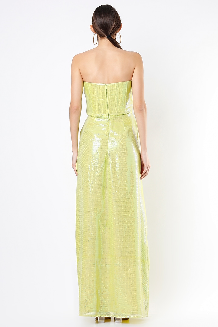 Pollen Yellow Sequins Corset Gown by Emblaze at Pernia's Pop Up Shop
