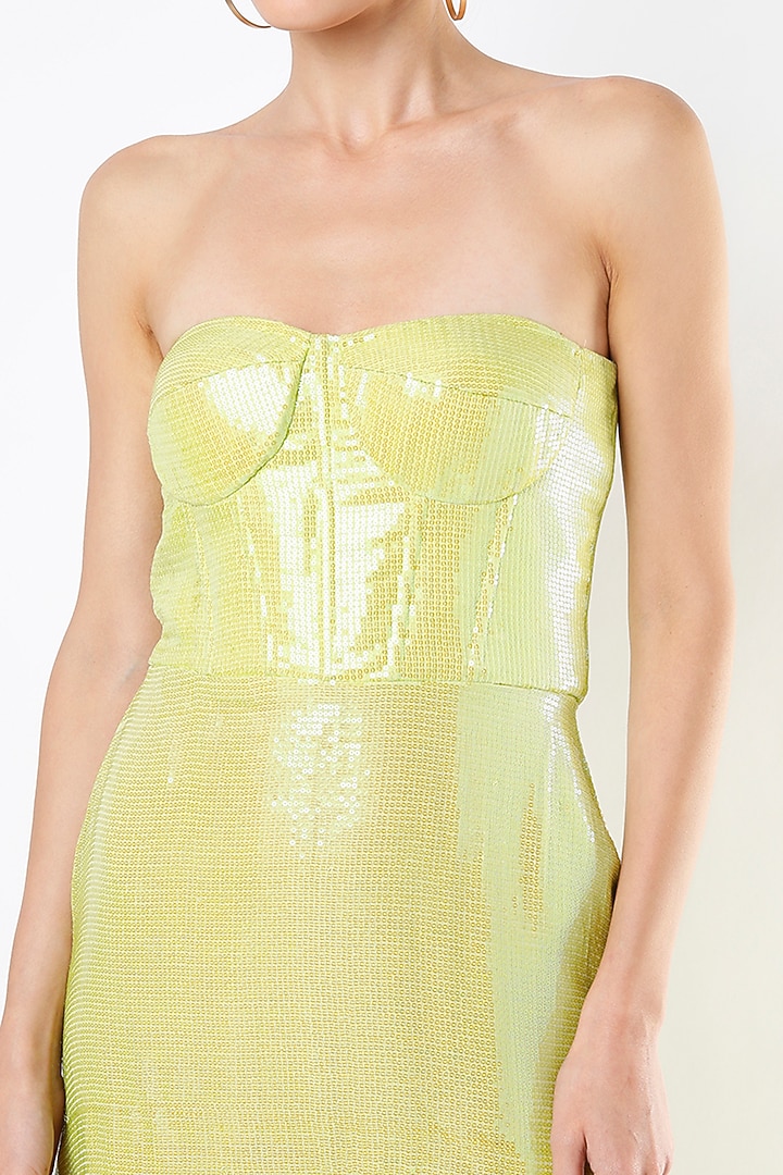 Pollen Yellow Sequins Corset Gown by Emblaze at Pernia's Pop Up Shop