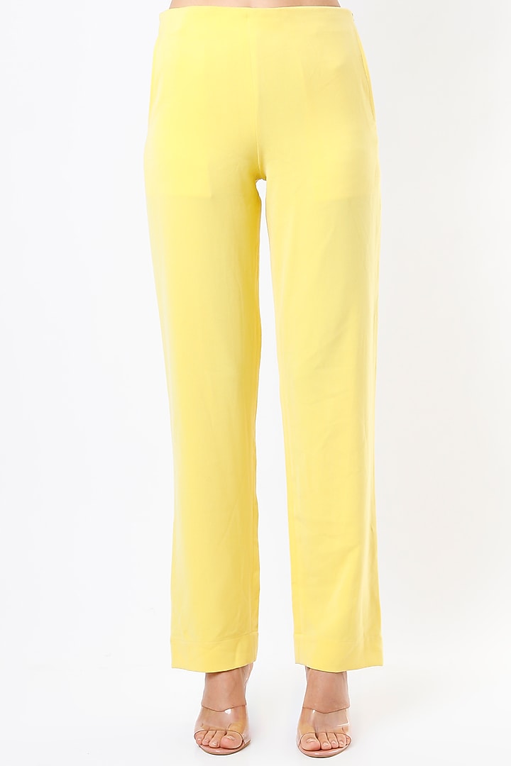 Lemon Yellow Viscose Pant Set by Emblaze at Pernia's Pop Up Shop