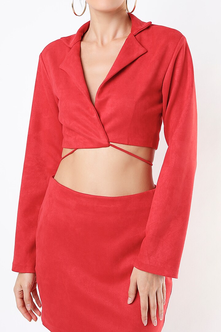 Electric Red Suede Skirt Set by Emblaze at Pernia's Pop Up Shop
