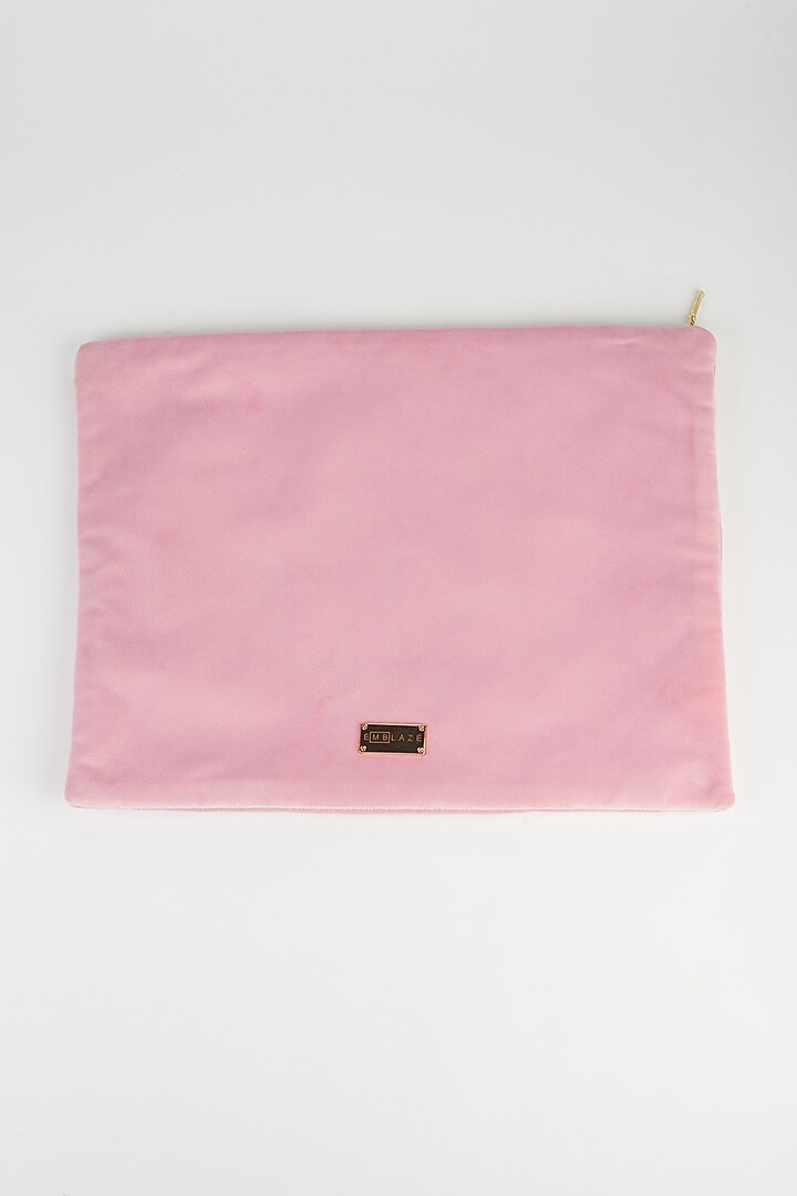 Baby Pink Embroidered Laptop Sleeve by Emblaze at Pernia's Pop Up Shop