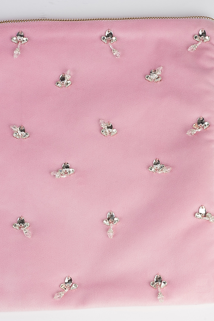 Baby Pink Embroidered Laptop Sleeve by Emblaze at Pernia's Pop Up Shop