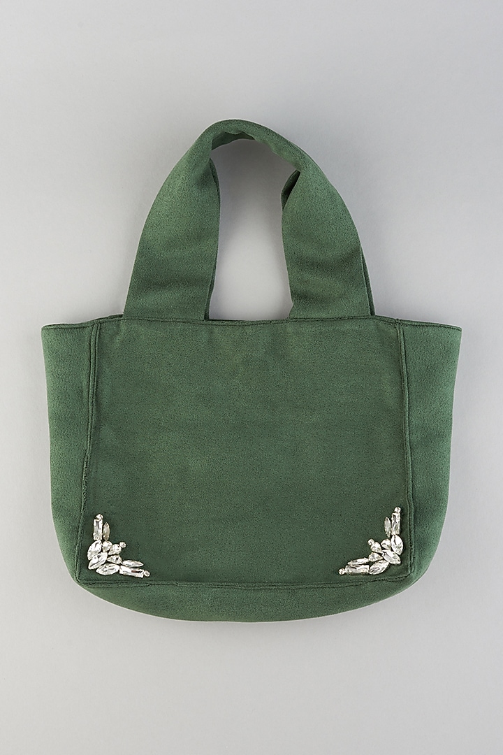 Green Embroidered Handbag by EMBLAZE  at Pernia's Pop Up Shop