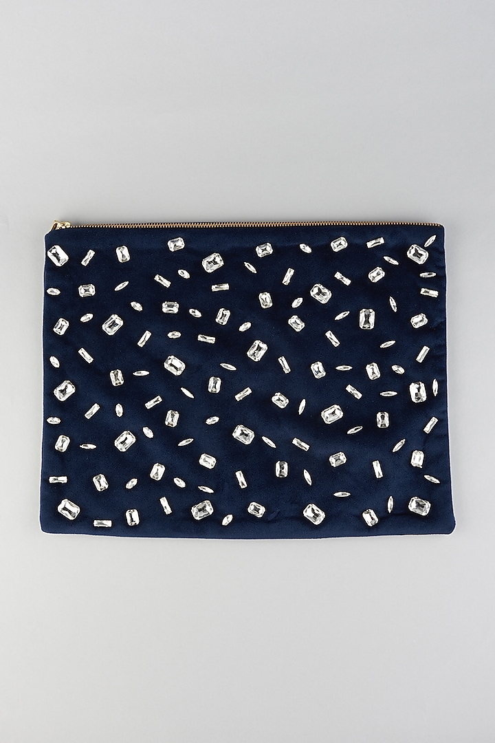 Navy Blue Embroidered Laptop Sleeve by Emblaze
