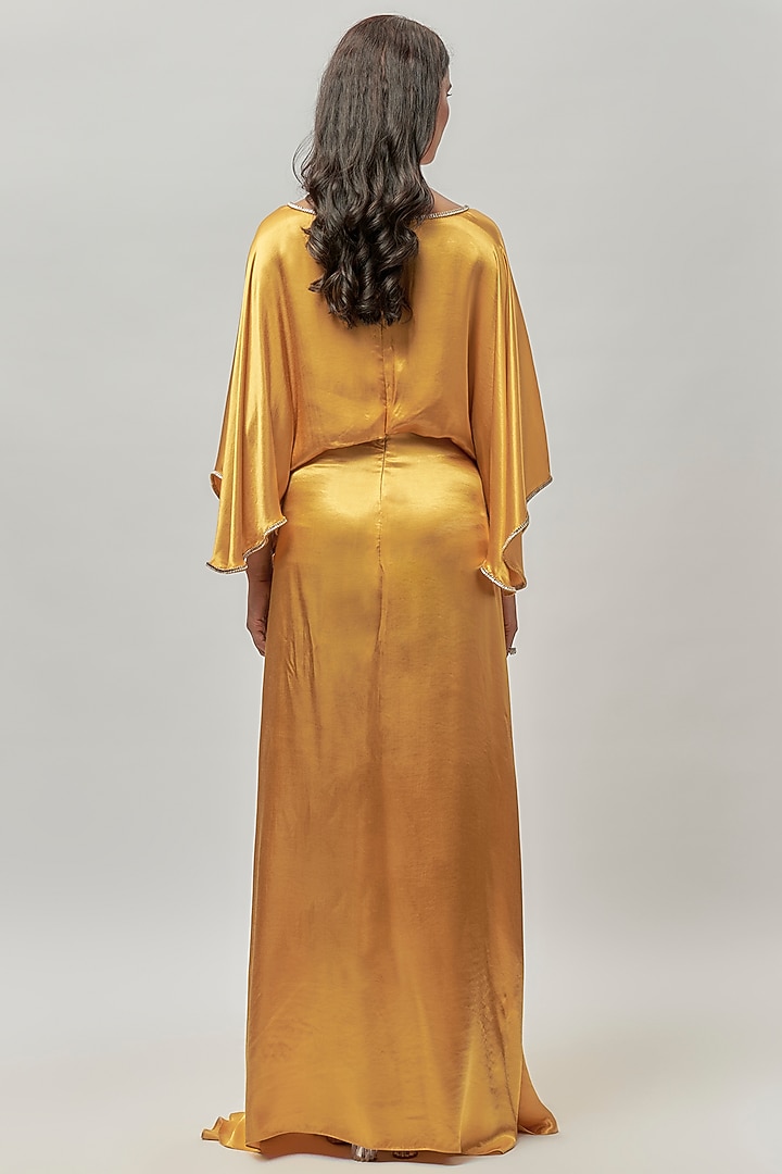 Golden Gajji Embellished Gown by Emblaze at Pernia's Pop Up Shop