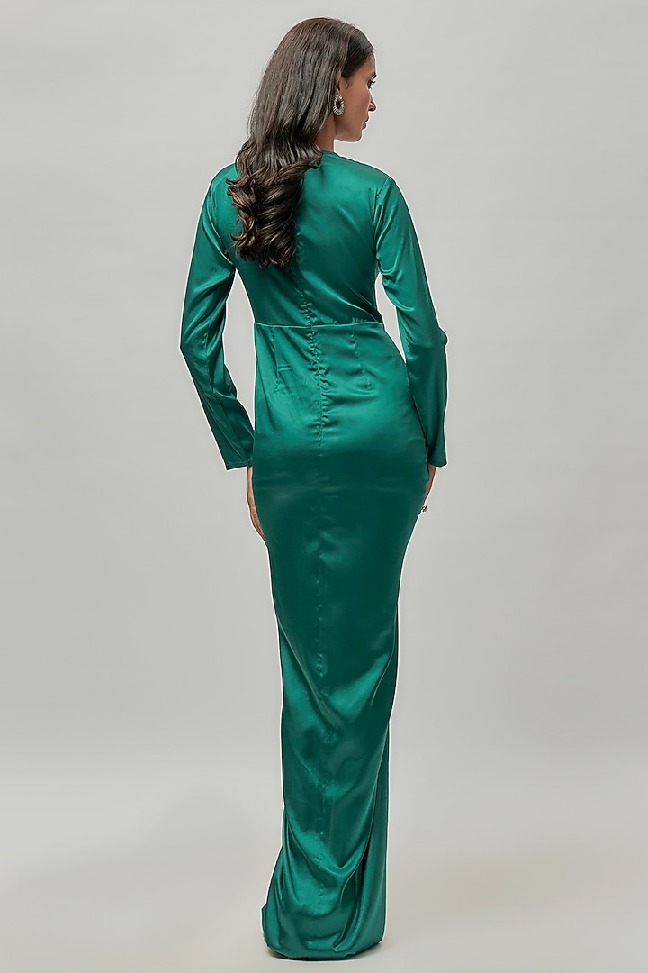 Teal Green Satin Gown by Emblaze at Pernia's Pop Up Shop