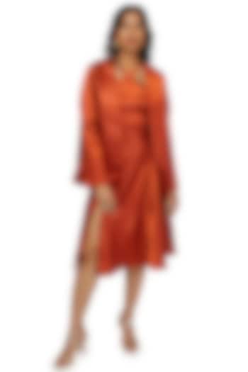 Rust Orange Dress With Jacket by Emblaze