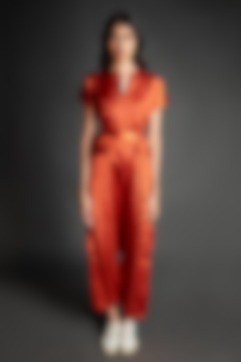 Rust Low Crotch Jumpsuit With Belt by Emblaze at Pernia's Pop Up Shop