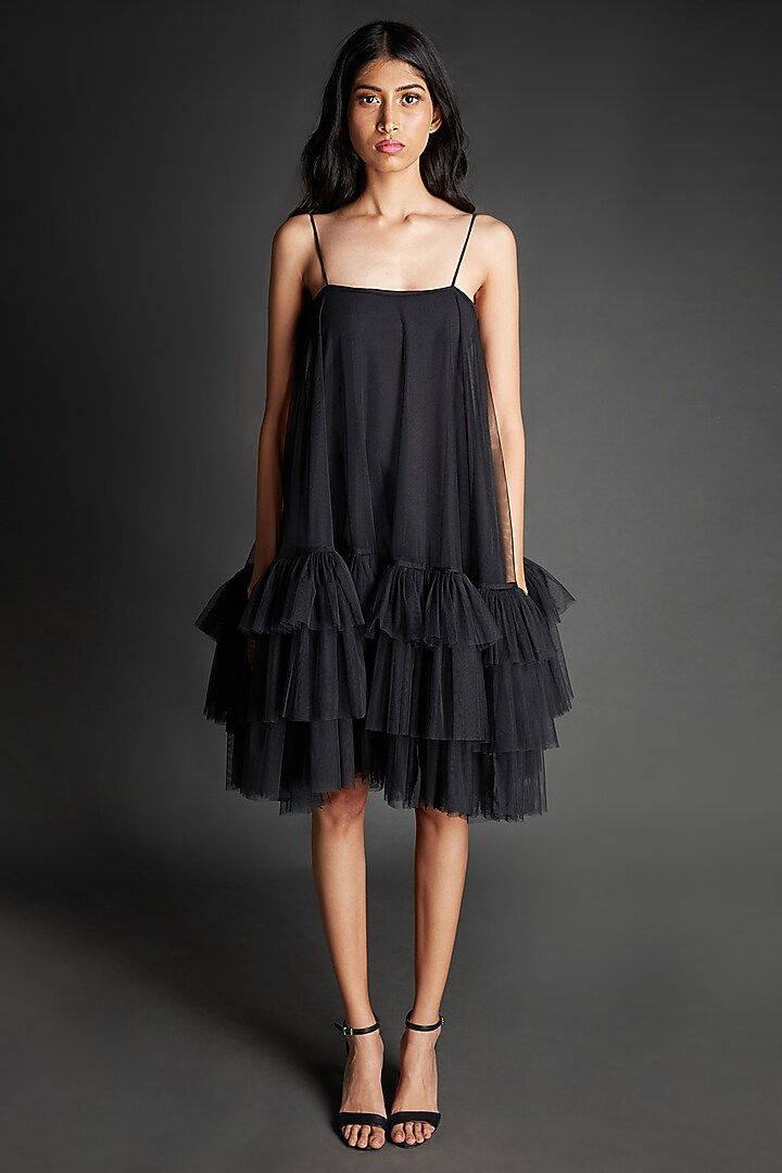 Black Ruffled Summer Dress by Emblaze at Pernia's Pop Up Shop