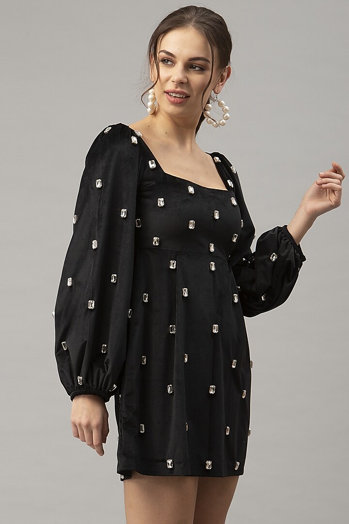 Black Embellished Summer Dress by Emblaze at Pernia's Pop Up Shop