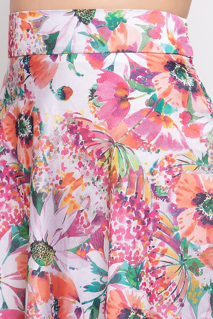 Multi Colored Printed Crop Top With Skirt by Emblaze at Pernia's Pop Up Shop
