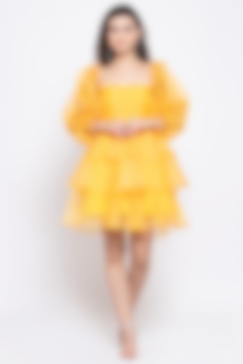 Yellow Ruffled Mini Dress by Emblaze