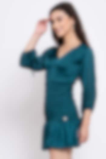 Green Smocked Mini Dress by Emblaze