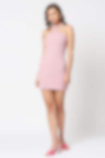 Pink Viscose Ribbed Mini Dress by Emblaze