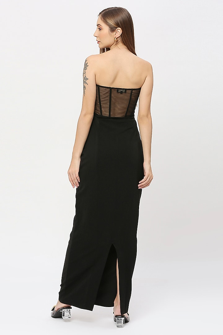 Black Viscose Corset Gown by Emblaze at Pernia's Pop Up Shop