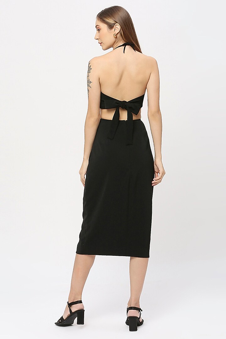 Black Viscose Cut-Out Midi Summer Dress by Emblaze at Pernia's Pop Up Shop