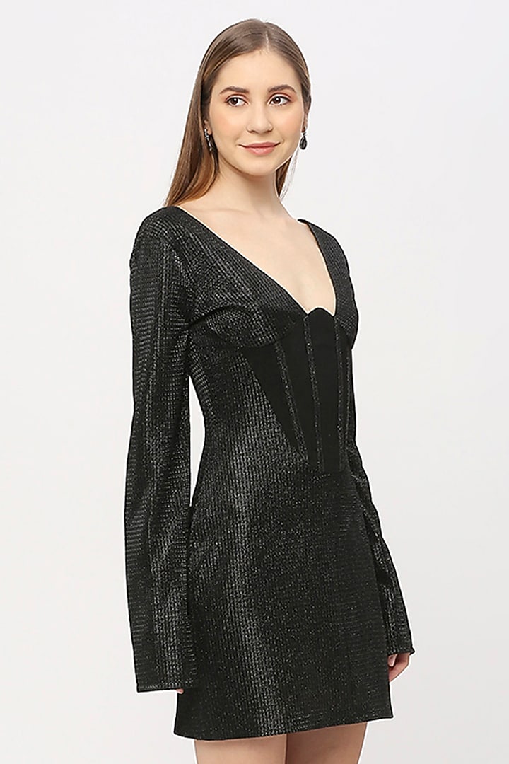 Black Knit Corset Mini Summer Dress by Emblaze at Pernia's Pop Up Shop