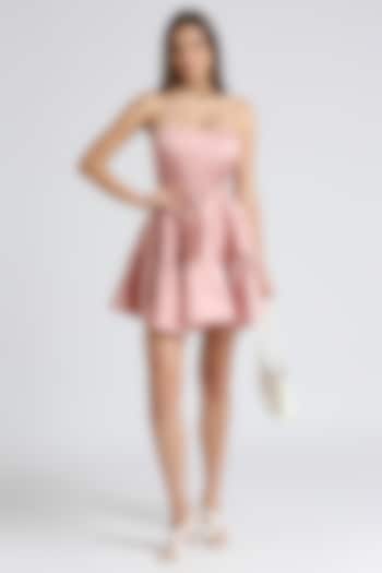 Rose Pink Satin Mini Corset Dress by Emblaze
