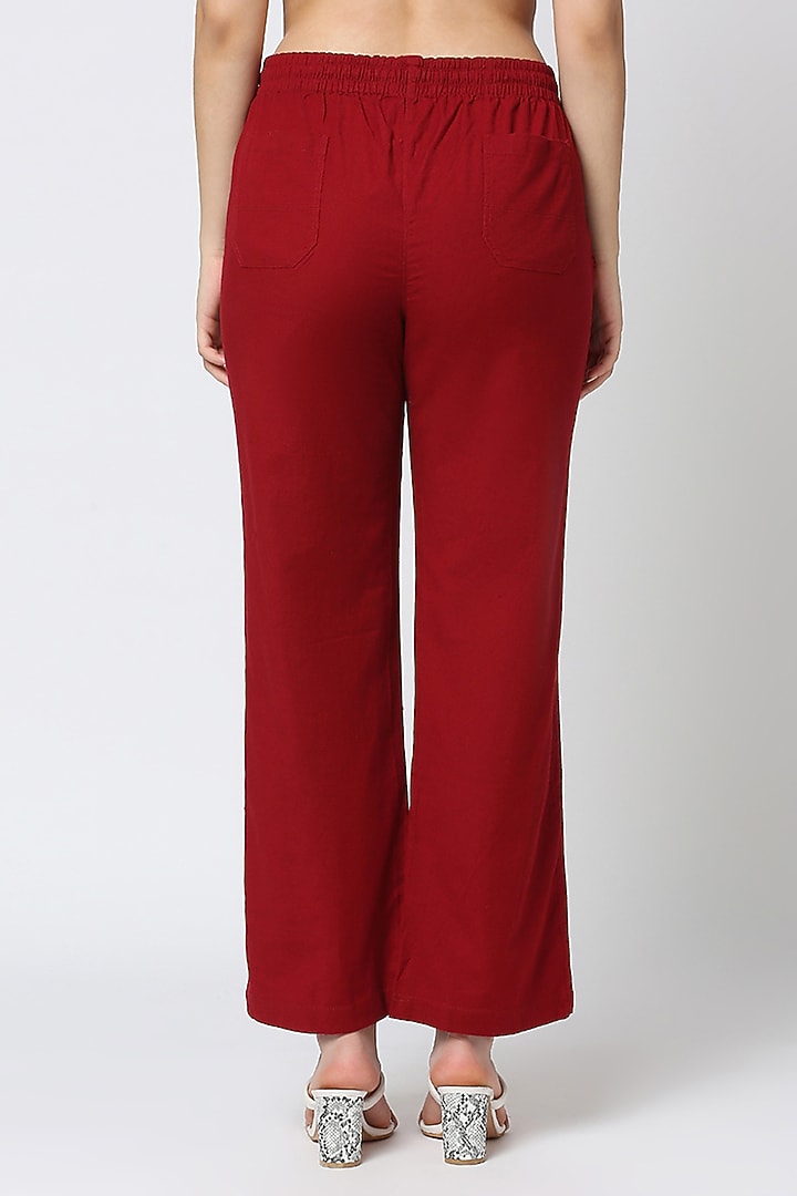 Red Cotton Trousers by Emblaze at Pernia's Pop Up Shop