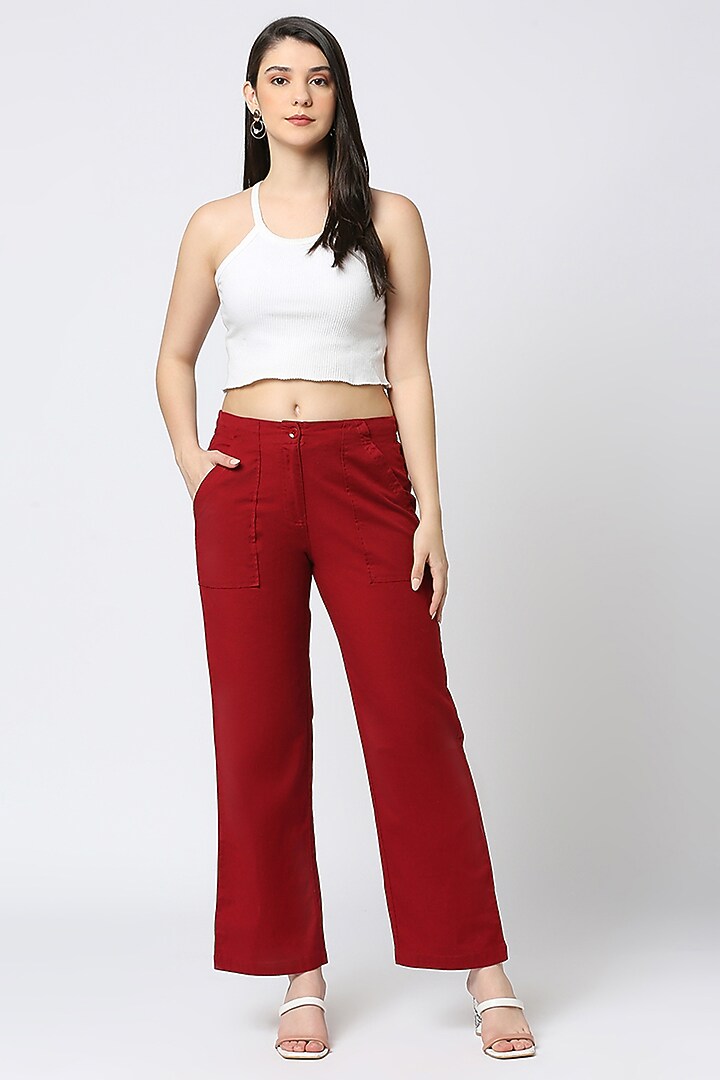 Red Cotton Trousers by Emblaze at Pernia's Pop Up Shop