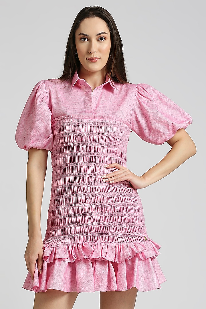 Pink Cotton Mini Dress by Emblaze