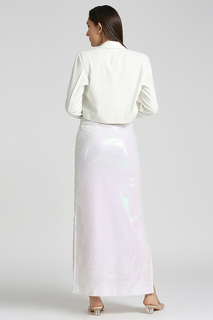 White Sequins & Viscose Knit Jacket Summer Dress by Emblaze at Pernia's Pop Up Shop