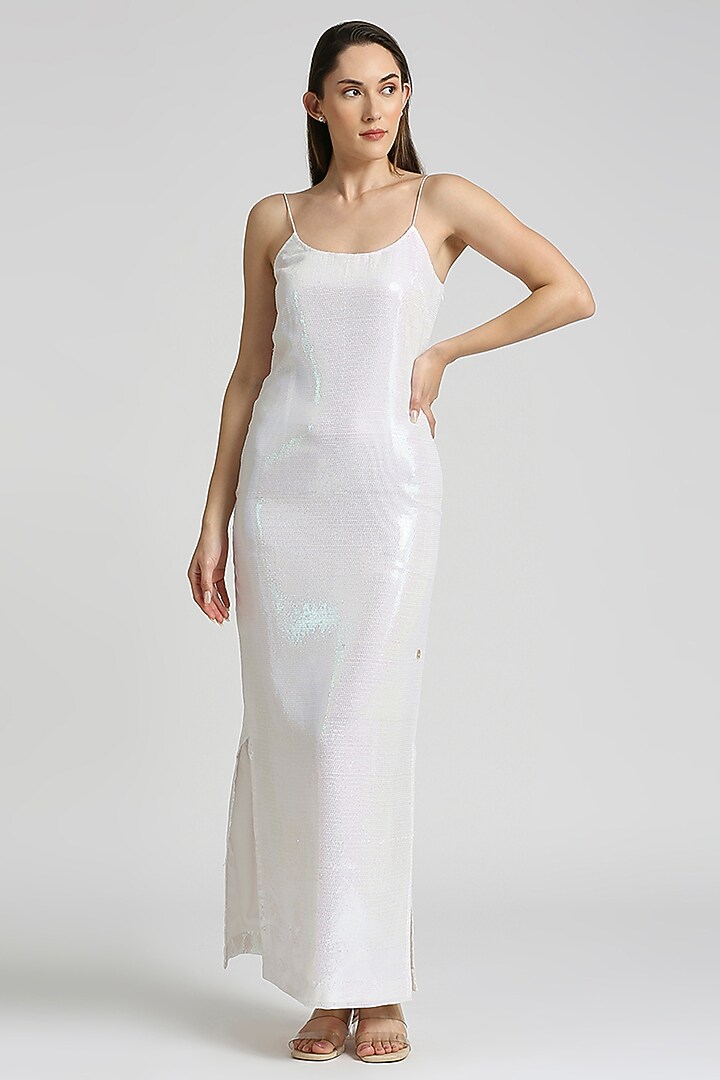 White Sequins & Viscose Knit Jacket Summer Dress by Emblaze at Pernia's Pop Up Shop
