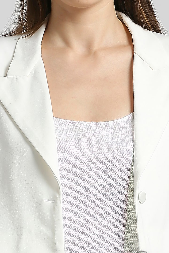 White Sequins & Viscose Knit Jacket Summer Dress by Emblaze at Pernia's Pop Up Shop