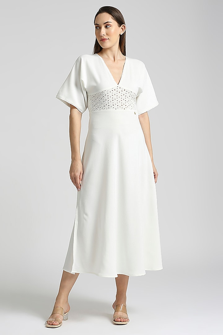 White Lachka Midi Dress by Emblaze
