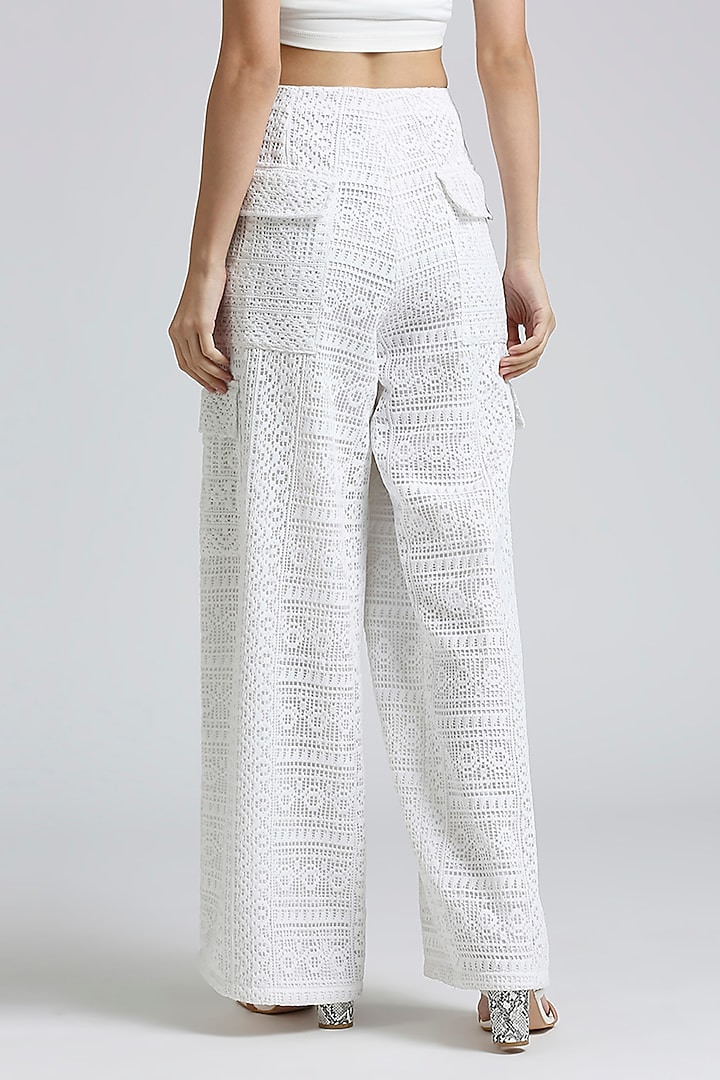 White Lace Cargo Pants by Emblaze at Pernia's Pop Up Shop