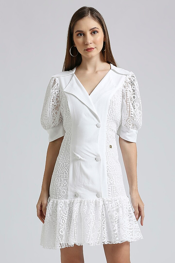 White Lace & Rayon Mini Summer Dress by Emblaze at Pernia's Pop Up Shop
