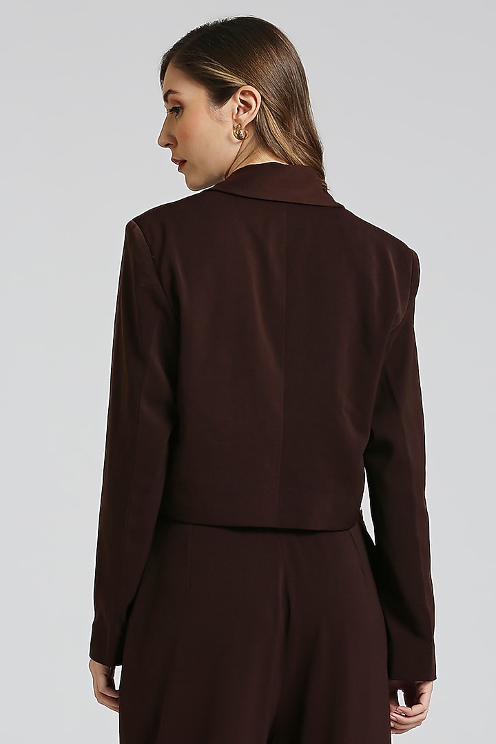 Brown Viscose Knit Blazer by Emblaze at Pernia's Pop Up Shop