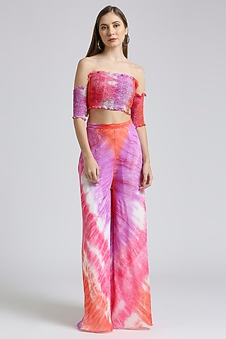 Multi-Colored Georgette Tie-Dye Printed Top by Emblaze
