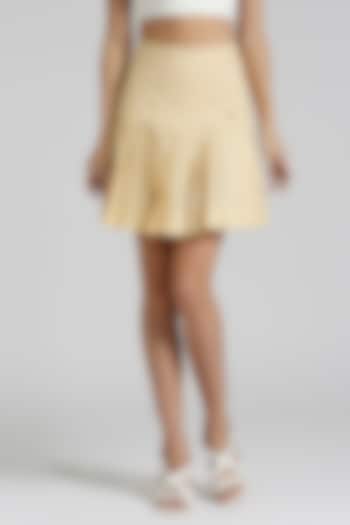 Yellow Cotton Pleated Mini Skirt by Emblaze