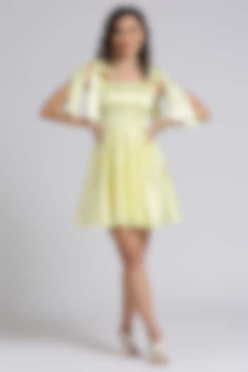 Yellow Satin Mini Dress by Emblaze